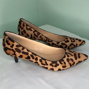 Calvin Klein Nicki Leopard Print Kitten Heels 9.5